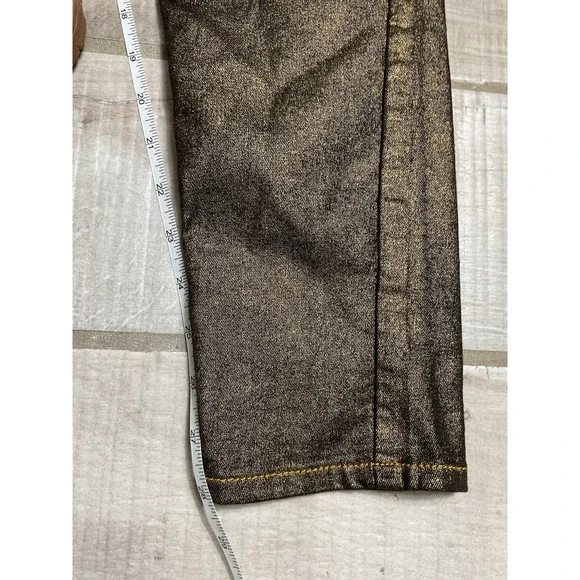 Bisou Bisou Gold metallic stretch skinny pants Sz 14 - Picture 4 of 8